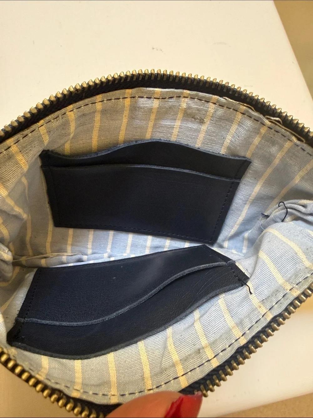 NIMES Navy 100% Leather Wristlet